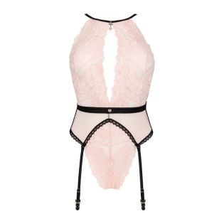 Body lingerie en dentelle rose