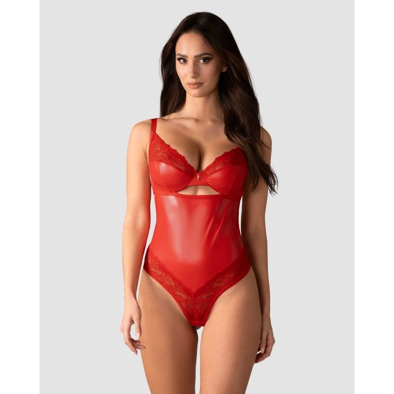 Body Lingerie en Latex Rouge et Dentelle